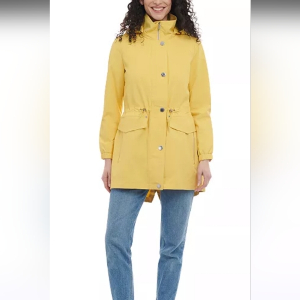 London Fog Women's Pineapple Yellow Rain Jacket, Medium